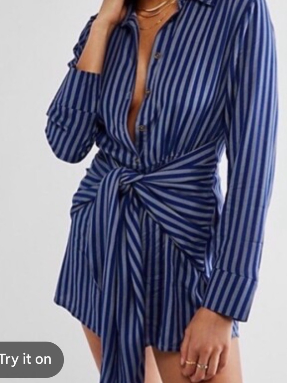 Blue Striped Tie-Waist Shirt Dress free people Jen’s pirate booty size 2
